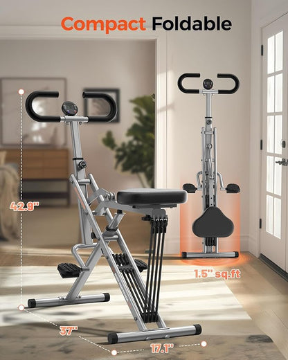 Sportsroyals Squat Machine, Squat Assist Rower for Glutes and Thighs, Foldable Exercise Equipment w/ Four Adjustable Resistance for Home, Full Body Workout Machine