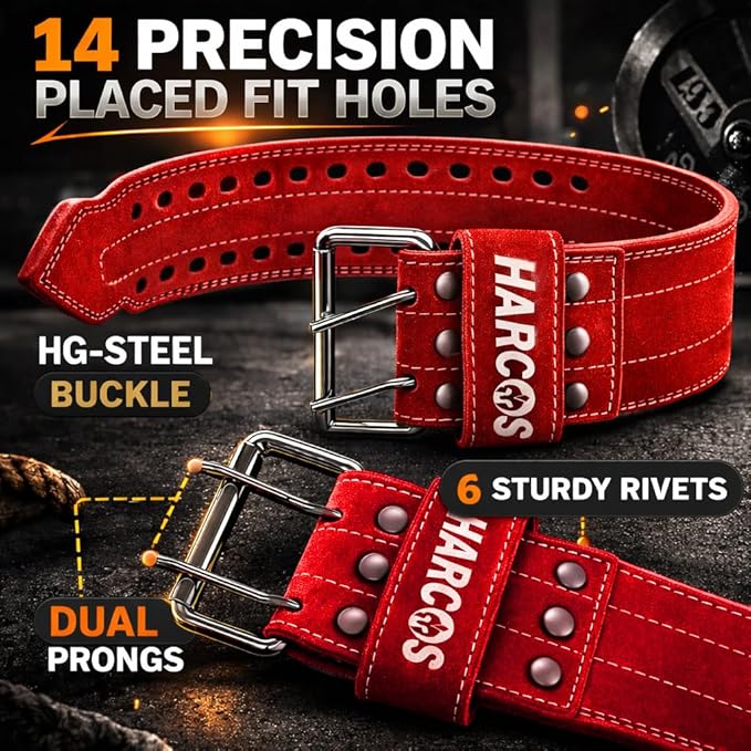 Harcos USPA/IPL Competition Approved 8mm Leather Weightlifting Belt for Men and Women - Heavy Duty Gym Belt for Lifting, Squats, Deadlifts, Powerlifting, Back Support IPF for Fitness Workout