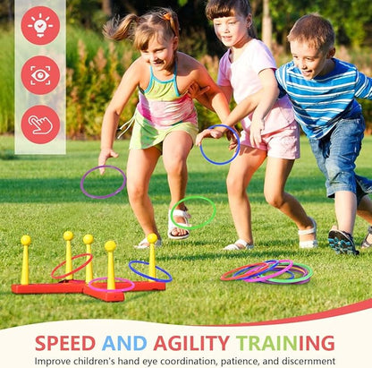 OBTANIM 24 Pcs Plastic Ring Toss Game for Kids and Outdoor Toss Rings for Speed and Agility Practice Game, Random Colors