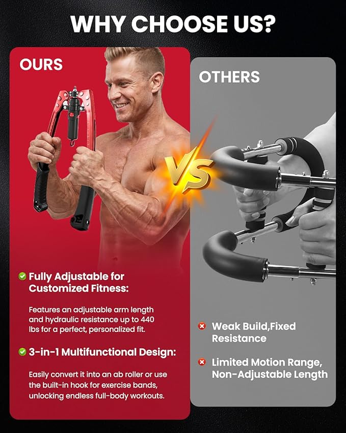 Saker Twister Arm Trainer,Versatile Hydraulic Chest Expander & Strength Trainer - Adjustable Resistance & Arm Length for Full-Body Home Workout, Safe & Stable Design for All Fitness Levels