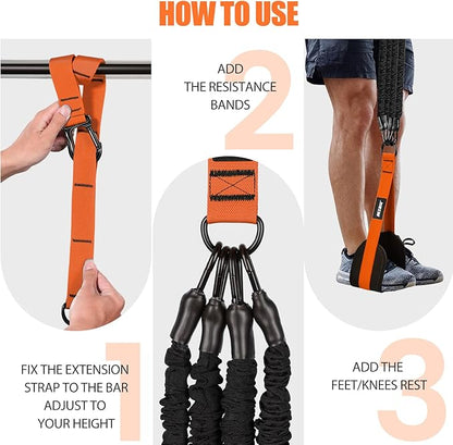 Pull Up Assistance Bands 260lbs, Heavy Pull Up Bands Resistance Bands for Pull Ups Working Out with Feet Rest, Pull Up Bar Bands Assistance Bands Strength Training Workout Equipment, Height Adjustable