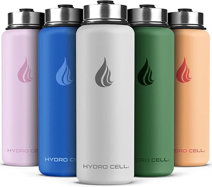 HYDRO CELL Stainless Steel Insulated Water Bottle with Straw - For Cold & Hot Drinks - Metal Vacuum Flask with Screw Cap and Modern Leakproof Sport Thermos for Adults (Frost 40oz)
