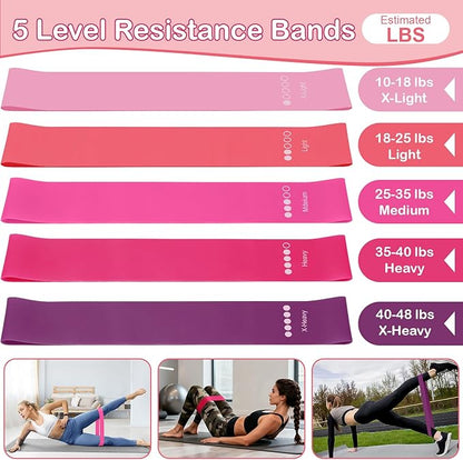 Hoedia 17 PCS Pilates Kit for Women, Pilates Equipment Ring and Ball Set with Resistance Bands, Yoga Strap, Core Sliders, Socks, Bag & Guide for Starter Home Workout Fitness Gym Essentials