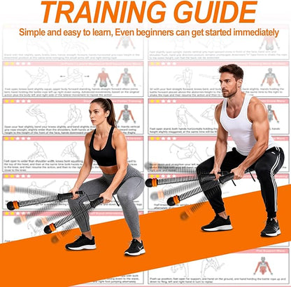 Portable Ropeless Battle Ropes - Adjustable Weights Cordless Battle Ropes for Home Gym with Training Poster & Storage Bag - Workout Exercise Battle Rope for Low-Impact Workout, HIIT & Cardio - Black