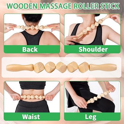 Wood Therapy Massage Tools 6-in-1 Lymphatic Drainage Massager Maderoterapia Kit,Wooden Massager Body Sculpting Tools,Wooden Gua Sha Kits,Body Contouring and Shaping