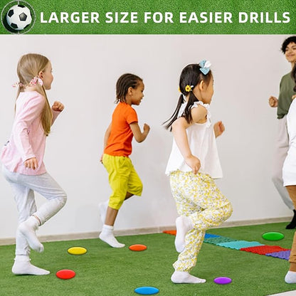 4 inch/9 Inch Colored Poly Spot Marker 12 Pcs, Non-Slip Rubber Agility Markers Flat Field Cones Floor Dots for Football, Basketball Training Markers, Dance Practice and Drills with Flat Cones Points