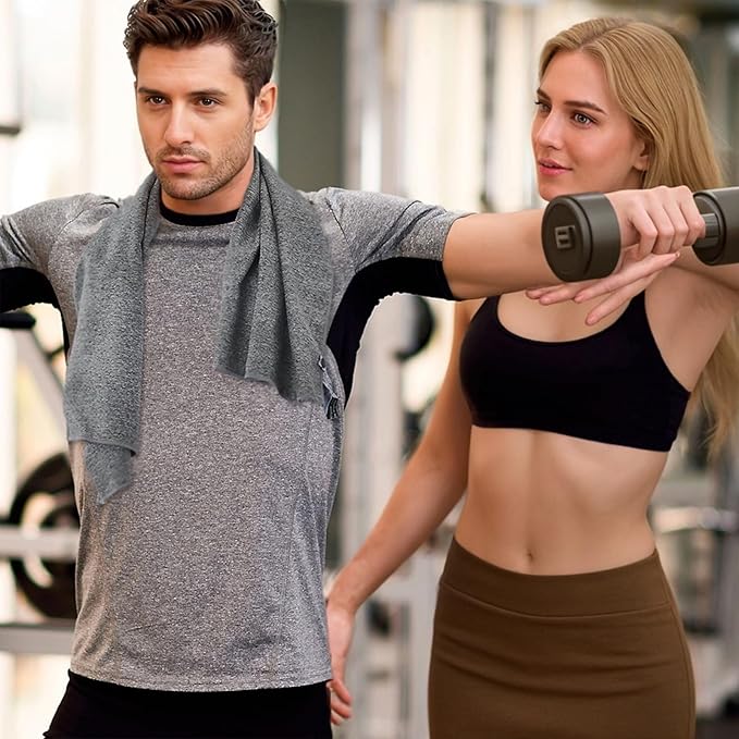 Microfiber Gym Towels - Quick Dry, Highly Absorbing, Silver ION Odor-Free Absorbent Fiber, for Men & Women - for Hot Yoga, Tennis, Running, Workout, Camping, Set of 6 Charcoal Gray (Speckled Gray)
