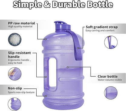 TOOFEEL 1 Gallon Water Bottle - 128 oz Water Bottle with Flip Lid - Gallon Water Bottle with Handle,BPA Free gallon Water jug with Measurements Marked - Transparent Violet