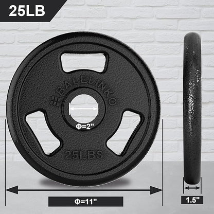Balelinko Cast Iron 2-Inch Olympic Grip Plate Weight Plate for Strength Training, Weightlifting and Crossfit