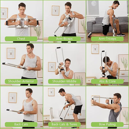 GoFitness Push Down Bar Machine - Chest Expander at Home Workout Equipment for Chest, Arm, Shoulder, Abs and Back - Portable Upper Body Trainer for Home, Travel or Outdoors