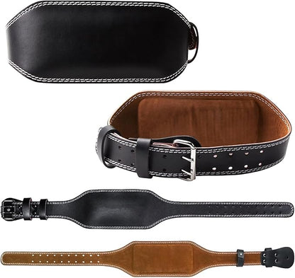 Luwint Weight Lifting Belt, 5.9" Wide PU Leather Belt with Lower Back Support, Gym Bodybuilding Belt with Lifting Straps for Powerlifting & Weightlifting