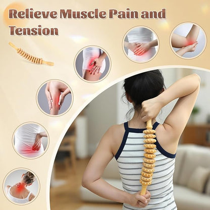 Curved Wood Therapy Massage Roller Tools,Wooden Lymphatic Drainage Massager,Cellulite Massage Tool & Muscle Roller Stick for Cellulite Reduction,Muscle Tension and Body Shaping