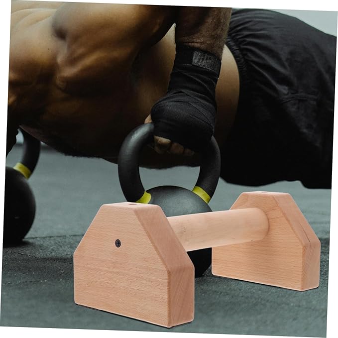 HANABASS Ergonomic Push-up Stands 2 Pcs Wooden Push-up Handles Strength Training Equipment Non-slip Base for Home Gym Workouts