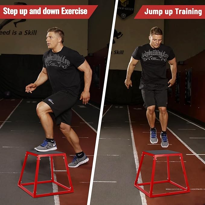 Adjustable Steel Plyometric Box Set – 12/18/24/30 Inch Stackable Step Platform for Home Gym Workouts – Non-Slip Design for Box Jumps, Step Ups & Full-Body Training