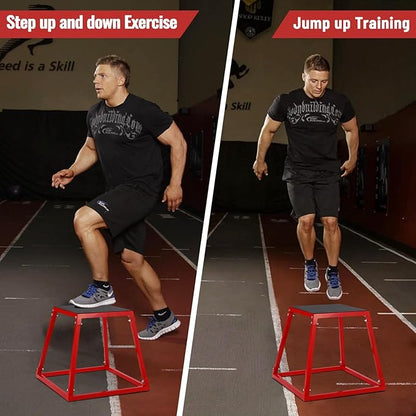 Adjustable Steel Plyometric Box Set – 12/18/24/30 Inch Stackable Step Platform for Home Gym Workouts – Non-Slip Design for Box Jumps, Step Ups & Full-Body Training
