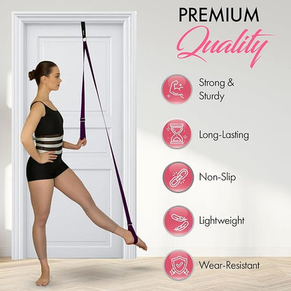 Stretching Strap With Door Anchor - Stretching Equipment to Improve Legs Flexibility - Splits Trainer For Home Ideal In Ballet, Dance, Cheerleading, Taekwondo, Yoga, Pole Dancing & Gymnastics