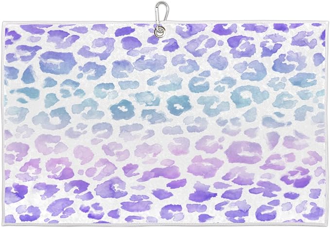 Golf Towel Purple Colorful Leopard Cheetah Print,Golf Towel for Bag Quick Dry Microfiber Golf Accessories for Yoga,Gym,Workout,Fitness,15" x 24"