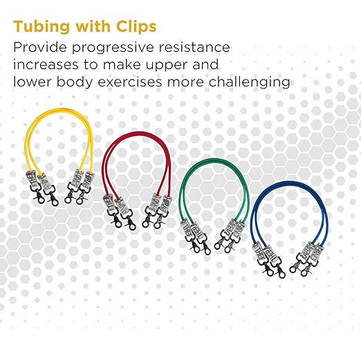 THERABAND Resistance Tubing with Connectors for Wall, Rehab & Wellness Station, Light Level 2, Set of 2, 24-Inch Yellow Tubing for Physical Therapy, Exercise, Rehab, Clinics & Pilates, Latex Tubes