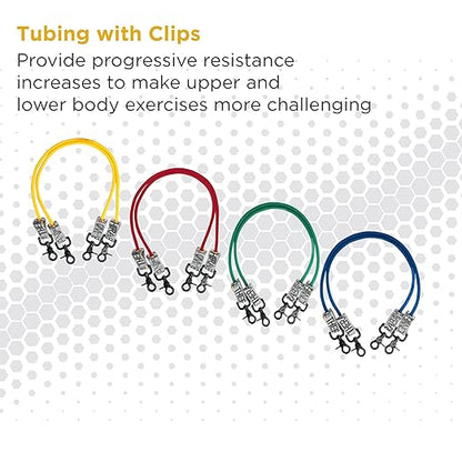 THERABAND Resistance Tubing with Connectors for Wall, Rehab & Wellness Station, Light Level 2, Set of 2, 24-Inch Yellow Tubing for Physical Therapy, Exercise, Rehab, Clinics & Pilates, Latex Tubes