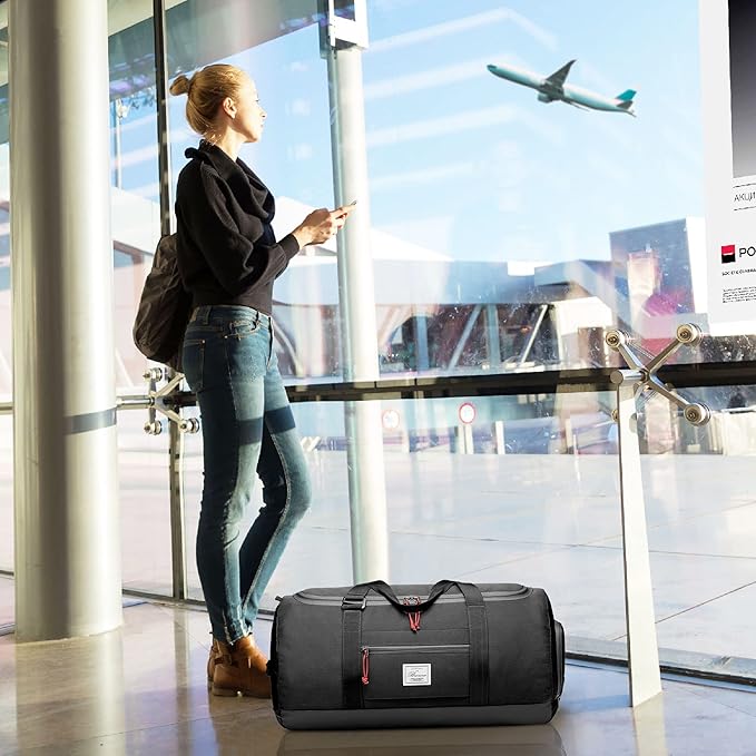 Travel Duffle Bag for Men 65L Large Size Traveling Duffel Bag Weekender Overnight with Shoes Compartment Multifunctional Sports Gym Bags (Black#1)