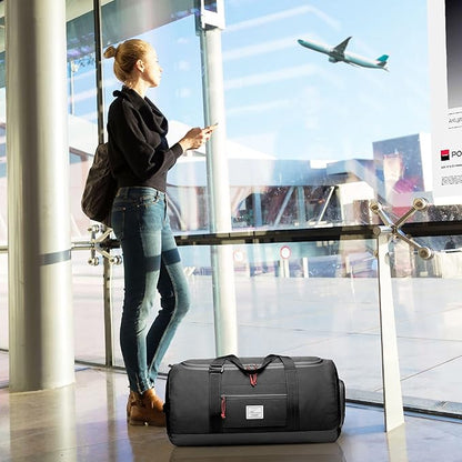 Travel Duffle Bag for Men 65L Large Size Traveling Duffel Bag Weekender Overnight with Shoes Compartment Multifunctional Sports Gym Bags (Black#1)