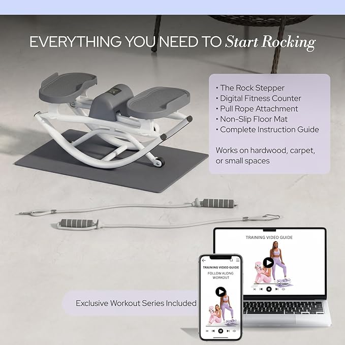 The Rock Stepper - Side to Side Rocking Stepper Machine for Home Workouts - Low Impact Indoor Cardio Leg Glute and Core Training - Quiet Compact Step Rocker Exercise Equipment