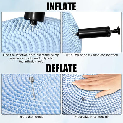 3 Pcs Inflated Wobble Cushion, Wiggle Seat & Balance Pad for Exercise, Home Yoga Balance Stability Training, Strengthen Core Muscles, Improve Posture, Balance Disc with Pump