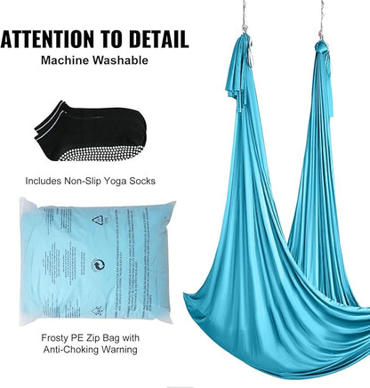 VEVOR Aerial Silk & Yoga Swing, Aerial Yoga Hammock Kit with 100gsm Nylon Fabric, Full Rigging Hardware & Easy Set-up Guide, Antigravity Flying for All Levels Fitness Bodybuilding