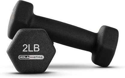 HolaHatha 2, 3, 5, 8, and 10 Pound Neoprene Dumbbell Free Hand Weight Set with Rack, Ideal for Home Exercises to Gain Tone and Definition, Pastel