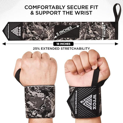 WYOX Wrist Wraps For Weight Lifting With Thumb Loop & power lifting Wrist Straps For Bench Press and Pushups Training Support and Protection Wrist Support for bodybuilding