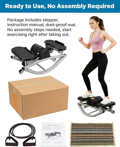 Lateral Rocking Fitness Stepper for Knees and Joints, Home Workout Machine, Portable Compact Side-to-Side Steppers for Legs, Glutes, Absz, Low-Impact Lateral Steppers