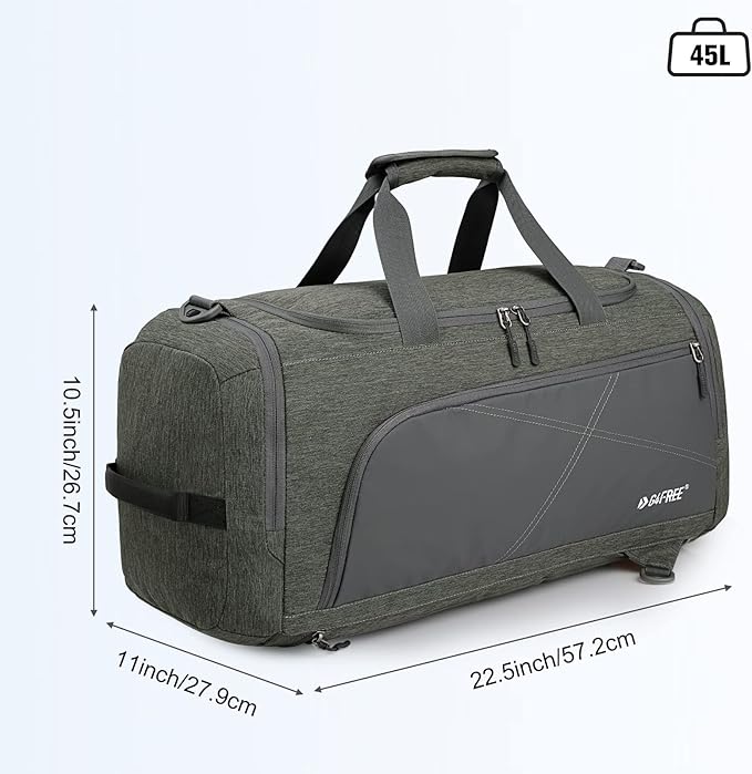 G4Free 45L/60L 3-Way Duffle Backpack Gym Bag with Wet Pocket & Shoes Compartment Sports Travel Weekender Overnight Duffel Bag