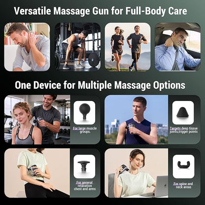 Mini Massage Gun with 10 Massage Heads, Percussion Deep Tissues Handheld Muscle Massager, 8mm Amplitude High-Intensity Massager Gun for Pain Relief for Office Gifts for Her, Home, Athletes