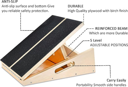 Professional Slant Board, Adjustable Incline Board and Calf Stretcher, Slant Board for Calf Stretching, Calf Stretch Board