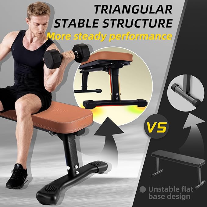 Flat Weight Bench, 2.4 Inch Thick Pad Workout Bench 660 LBS Bench Press Exercise Equipment for Home Gym Strength Weight Training