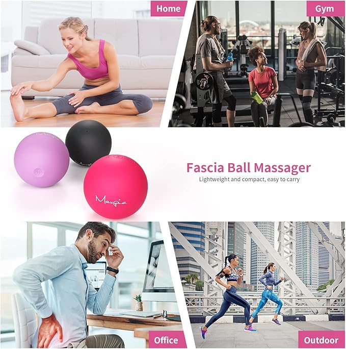 3'' Vibrating Massage Ball - Massage Roller Ball with 5 Speed Vibrations for Muscle and Fitness, Plantar Fasciitis Pain Relief, Myofascial Release and Trigger Point Treatment (Purple)