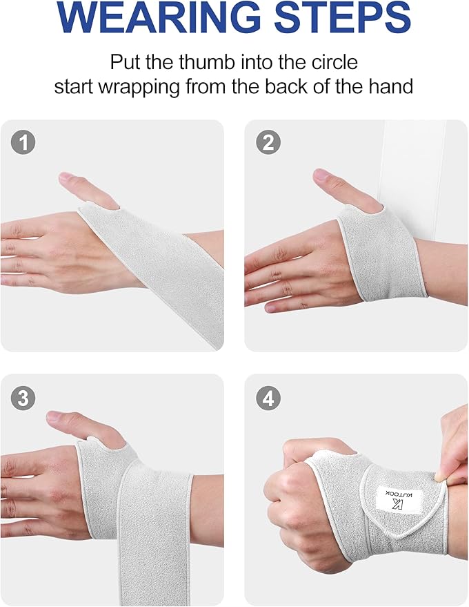 KUTOOK 2 Packs Wrist Wraps Adjustable Compression Strap and Wrist Brace Sport Support for Fitness, Weightlifting, Workout, Training, Gym, Yoga, Pain Relief, Fit for Men and Women