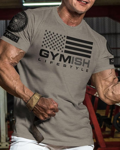 Gymish American Flag Graphic Fitness Tank, Sleeveless Bodybuilding Athletic Tank Top