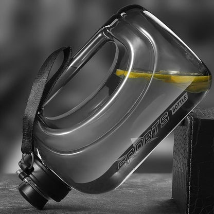 80 Oz Big Water Bottle for Men ＆ Women, Reusable Hiking Water Bottle with Portable Handle, Leakproof Gym Water Jug with Straw ＆ Clear Markings for Running Hiking Camping Travel (Black 1.8 L)