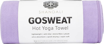 Shandali GoSweat Non-Slip Hot Yoga Towel with Super-Absorbent Soft Suede Microfiber in Many Colors, for Bikram Pilates and Yoga Mats.