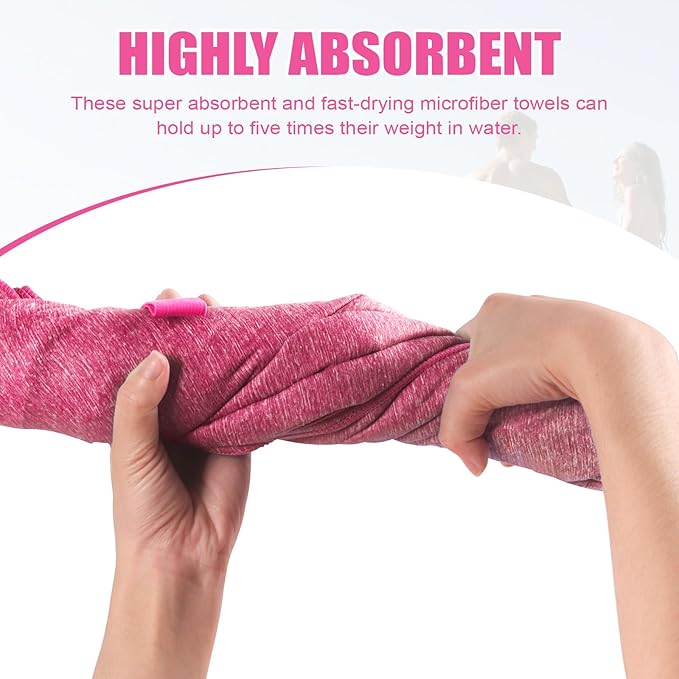 Quick Dry Microfiber Beach Towel,Large Camping Travel Gym Body Sweat Swimming Pool Hot Yoga Mat Towels(Pink, 30X60 Inch)