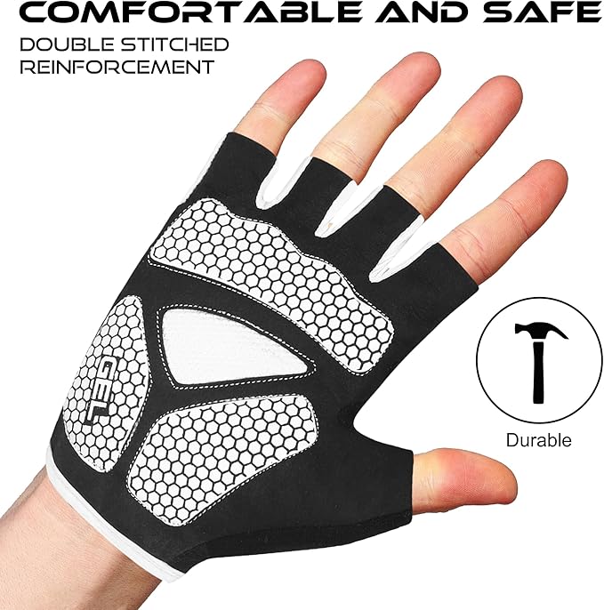 BEAST RAGE Half Finger Cycling Gloves for Men Women, Gel Padded Anti-Slip Shock Absorbing Weight Lifting Gym Gloves Cycle Mountain Bike Gloves for MTB, Biking, Hiking