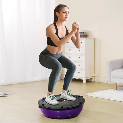 VEVOR Half Exercise Ball Trainer, 23/26 inch Balance Ball Trainer, 1500lbs Capacity Stability Ball, Yoga Ball with Resistance Bands & Foot Pump, Strength Fitness Ball for Home Gym Full Body Workout
