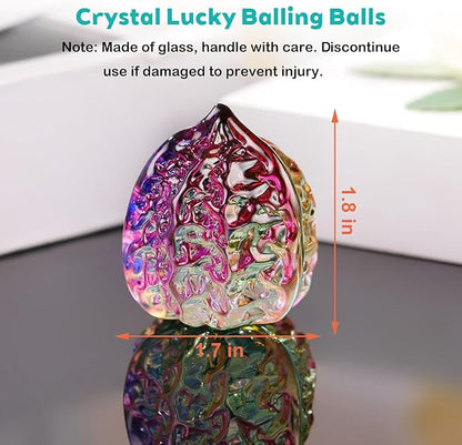 Baoding Balls Hand Massage Set, 1.7in Chinese Healthy Massage Balls Crystal Balls, Spiky Sensory Finger Ring for Hands Therapy, Exercise, and Stress Relief