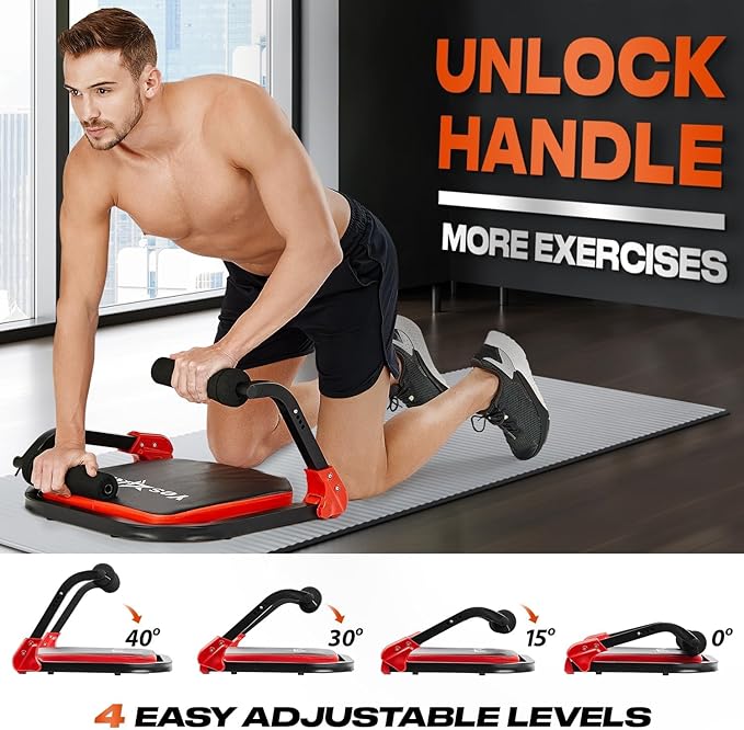 Yes4All Ab Crunch Machine For Total Body & Core Abdominal, Situp Lockable With Ergonomic Foam Handle & 2 Resistance Bands
