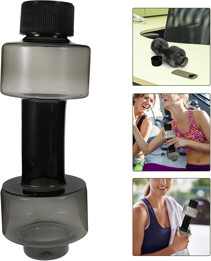 Ciieeo Creative Large Capacity Dumbbell Water Bottle Black, Outdoor Running Sports Kettle for Fitness Hydration, Portable Water Supplement Container