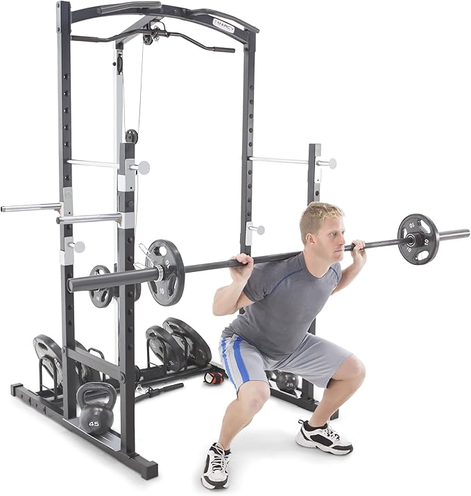 Marcy Strength Training Home Gym Cage with Pulley System for Weightlifting, Bodybuilding, Full Body Workout Equipment for Home Exercise