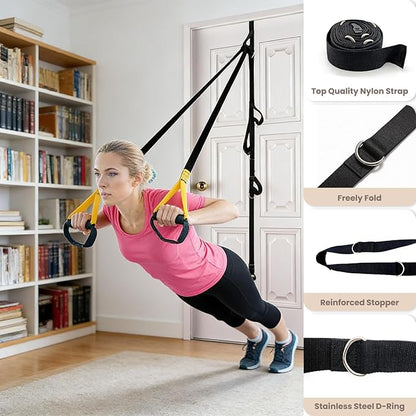 Door Anchor Strap for Resistance Bands Multi Points Anchor With 5 Loops Rings 5.1-meter Door Buckle Strap PE bag Portable Door Resistance Bands for Home Gym Workouts