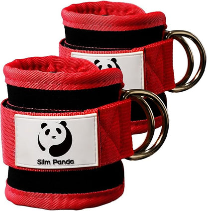 Slim Panda Ankle Strap for Cable Machine,Ankle Cuff for Kickbacks, Booty Hip Abductors,Glute Workouts, Leg Extensions, Curls for Men and Women, Adjustable with Double D-Rings