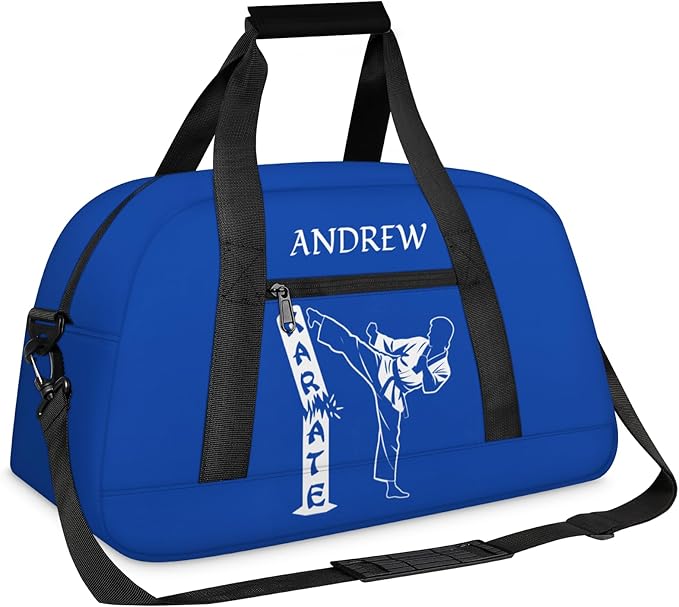Custom Name Taekwondo Karate Duffle Bag for kids Boy Girls - Personalized Martial Arts Gear Bag, Water-Resistant Sparring Equipment Bag, Karate Navy